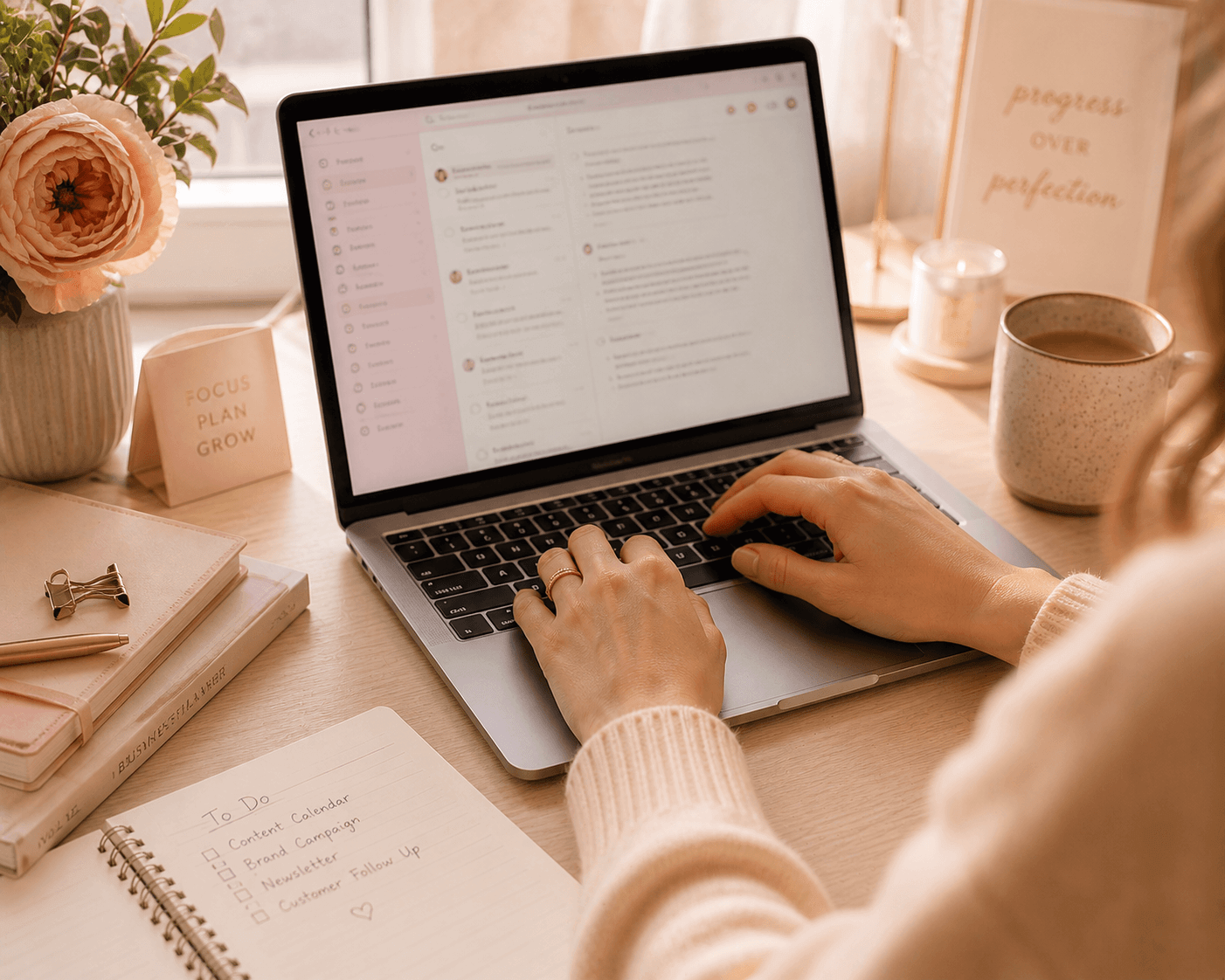 Hands completing a checklist on tablet for optimizing a Google Business Profile