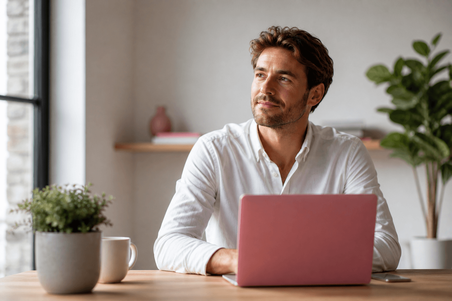 AI Targeted Solutions team member working at a modern desk with laptop