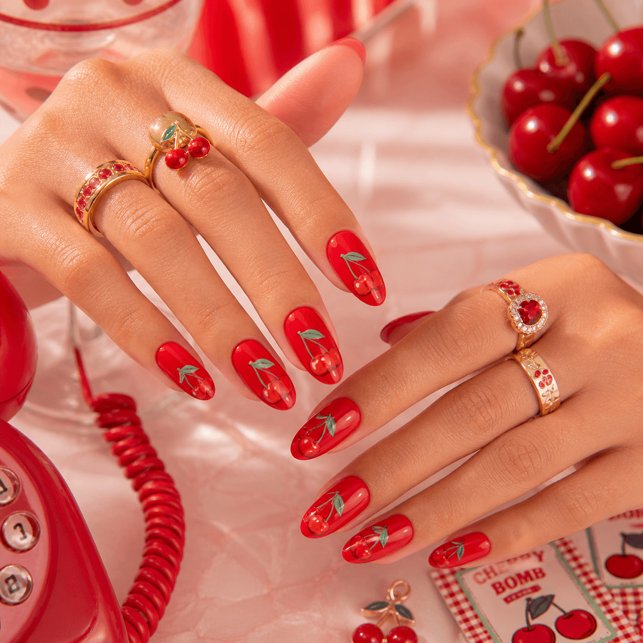 Bold red nail art