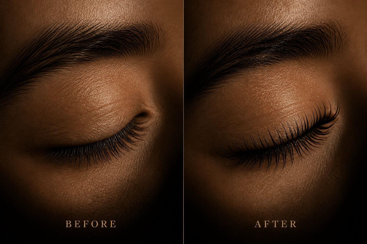 Lash lift before and after