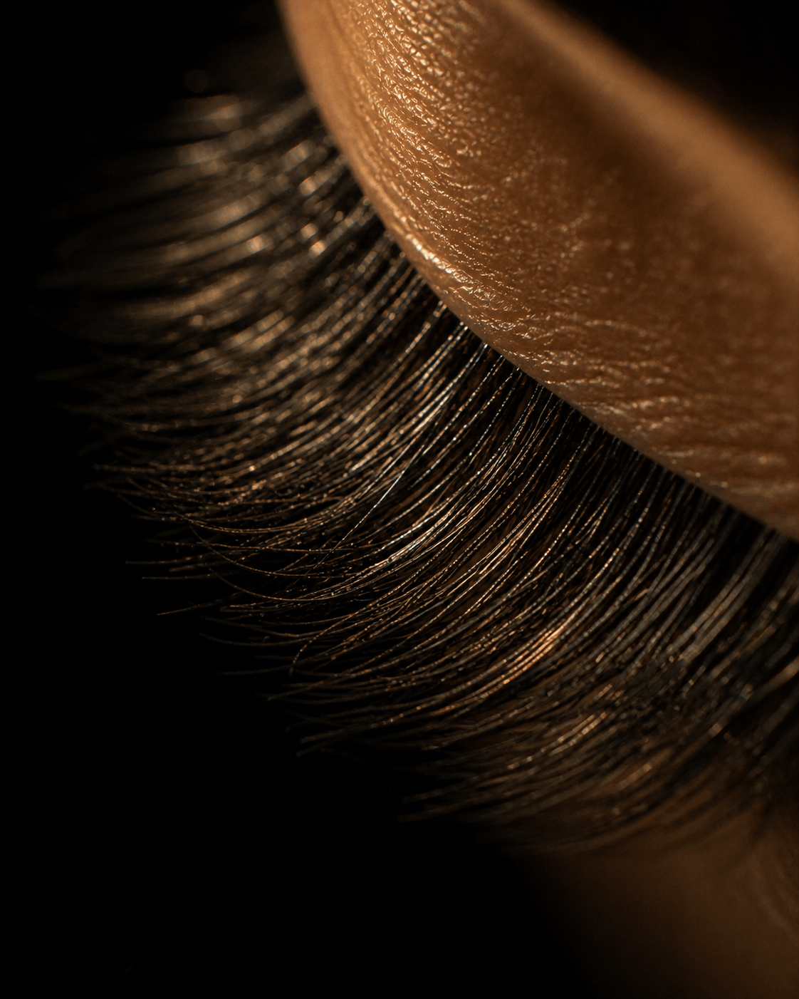 Detailed lash extension closeup