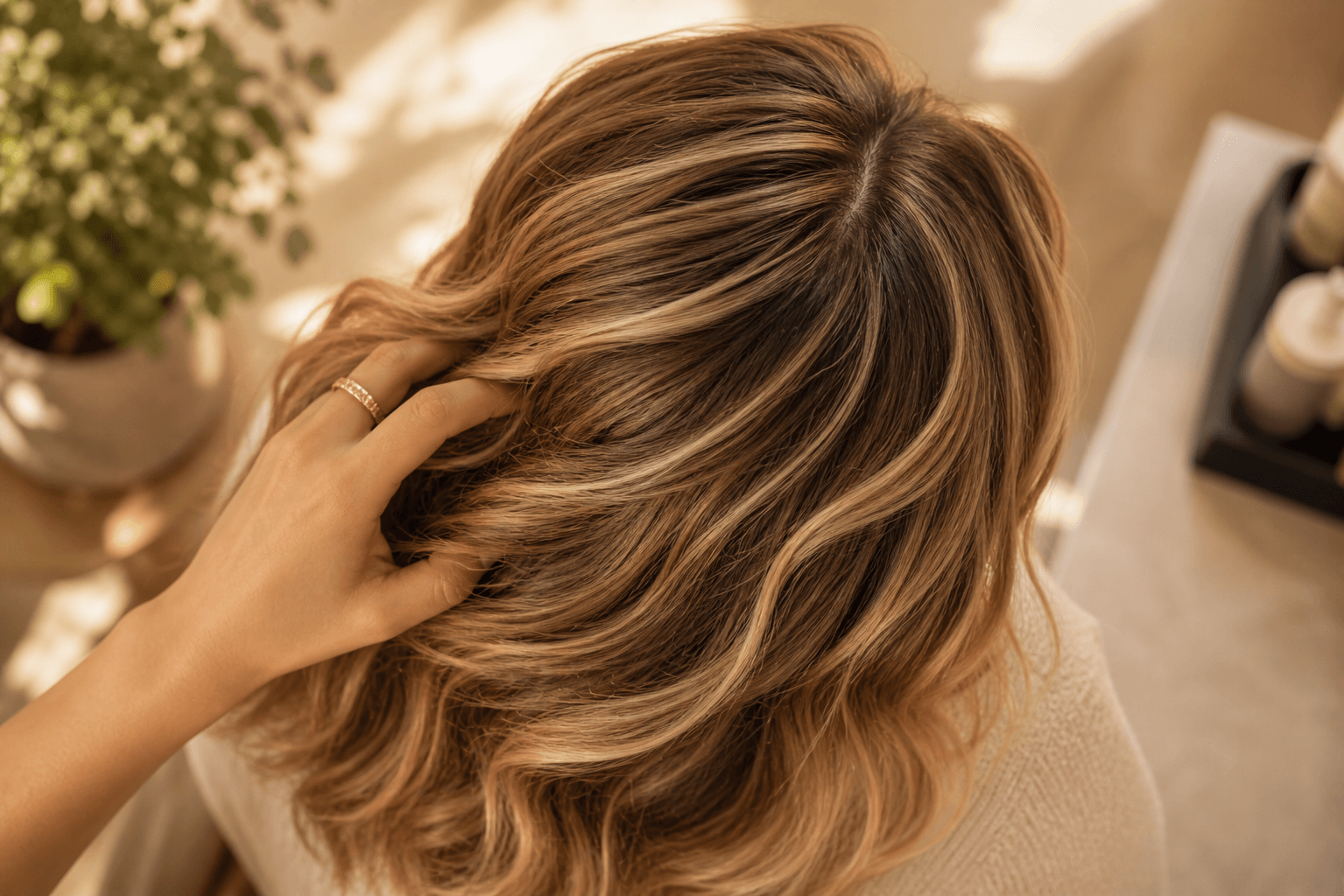 Dimensional honey blonde color