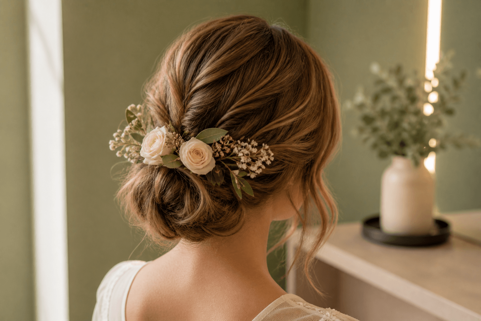 Bridal updo with soft waves